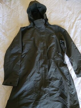 Everlane Olive Green Hooded Trench Coat